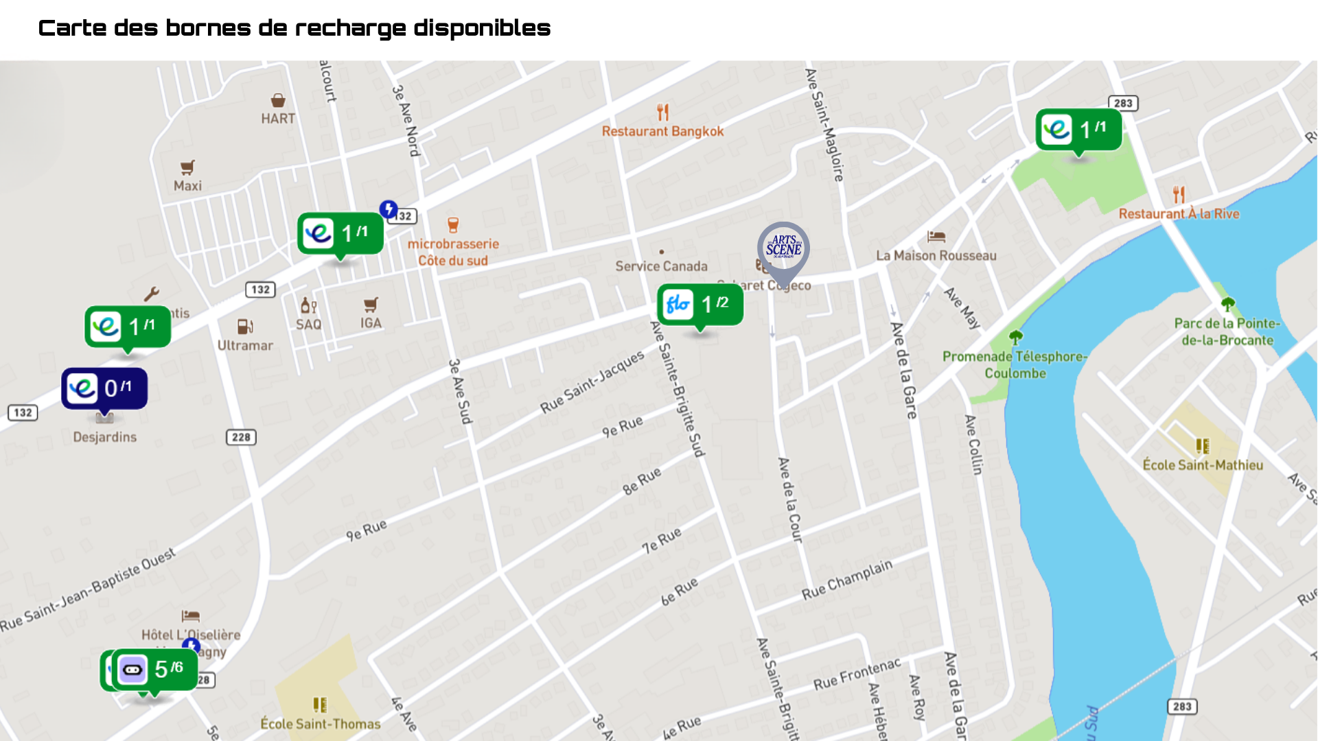 Carte des bornes de recharge disponibles